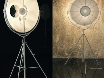 Sleek Modern Floor Lamp With Tripod Base And Round White Lampshade For Home Decor 3d model