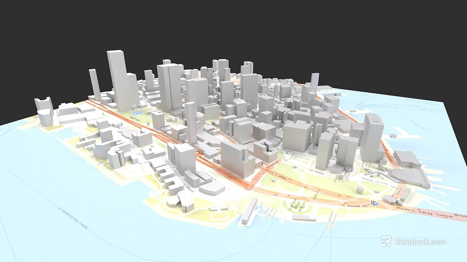 Urban Building Complex With Tall Modern Buildings And Urban Road Network 3d model 