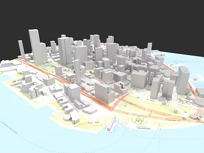 Urban Building Complex With Tall Modern Buildings And Urban Road Network 3d model