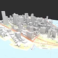 Urban Building Complex With Tall Modern Buildings And Urban Road Network