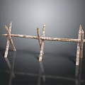 Rustic Wooden Fence With Crossed Sticks And Pointed Tops Natural Garden Design