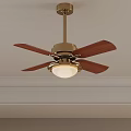 Contemporary Ceiling Fan With Light Fixture And Wooden Blades Brass Finish Design