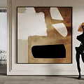 Minimalist Modern Interior With Abstract Wall Art And Sculptural Floor Lamp 3d model