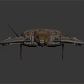 Futuristic Copper Brown Spaceship Model With Wing Like Structure And Yellow Cockpit