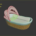 Elegant Baby Bassinet With White Canopy Soft Lining And Woven Rattan Base Design