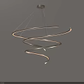 Modern Spiral Chandelier With Curved LED Light Lines And Warm Ambient Glow
