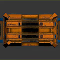 Orange And Blue Commercial Equipment Toolbox With Metallic Texture Warning Sign And Yellow Symbols