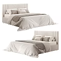 Elegant Modern Double Bed With Soft Bedding Plush Pillows And Upholstered Headboard 3d model