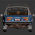 Blue Old Car With Roof Rack And White Stripes Rusty Worn Exterior