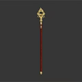 Artistic Golden Top Red Shaft Decorative Sculpture With Intricate Carvings