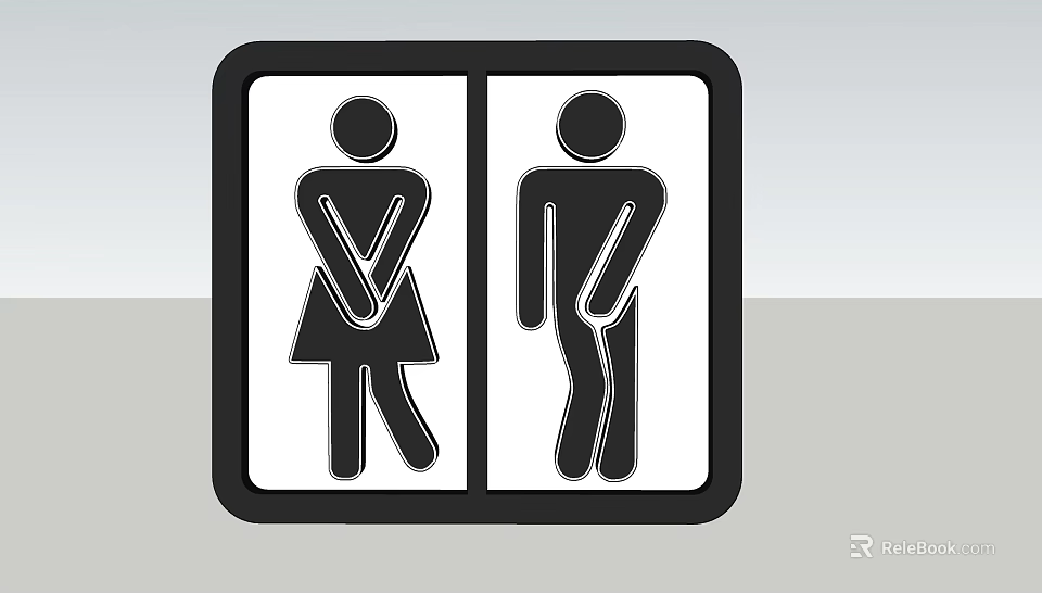 Public Restroom Direction Signboard With Male And Female Silhouette Icons For Public Facilities Guidance 3d model 