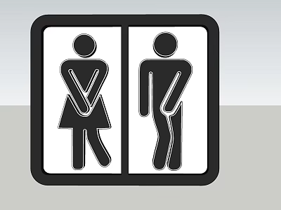 Public Restroom Direction Signboard With Male And Female Silhouette Icons For Public Facilities Guidance 3d model