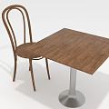 Dining Table Set With Square Wooden Tabletop Metal Base And Curved Wooden Chair