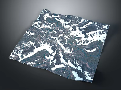 Scenic Mountain And Glacier Landscape Detailed 3D Terrain Map View 3d model