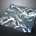 Scenic Mountain And Glacier Landscape Detailed 3D Terrain Map View