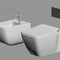 Modern Bathroom Interior Featuring Wall Mounted Toilet Sink Black Faucet Beige Wall And Gray Panel