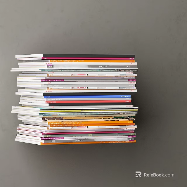 Stack of Assorted Books and Magazines With Colorful Covers and Varied Sizes 3d model 