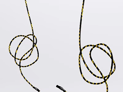 Modern Chandelier With Black And Yellow Striped Twisted Cords And Small Black Components 3d model