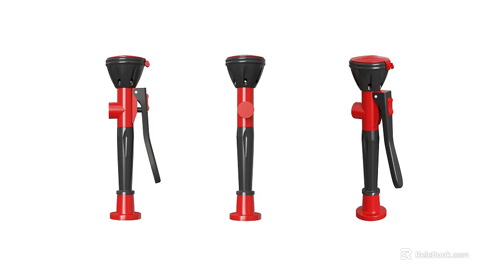 Laboratory Faucet Systems With Black Red Components And Three Units Layout 3d model