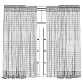 Striped linen curtains with tulle 3d model