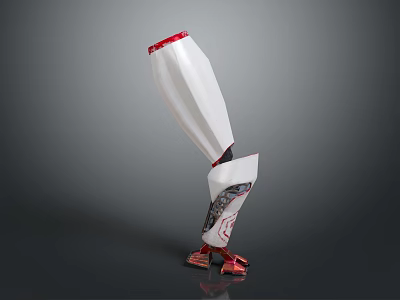 Modern White And Red Prosthetic Leg With Mechanical Structure And Detailed Patterns 3d model