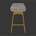 Modern Woven Light Colored Bar Stool With Yellow Wooden Legs And Simple Design