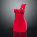 Red Strappy Dress with Bow Detail and Fitted Silhouette for Evening Events