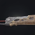 Ancient Decorative Weapon With Weathered Blade And Intricate Carved Handle