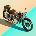 Vintage Red And Black Motorcycle With Black Seat Silver Engine Headlight And Exhaust
