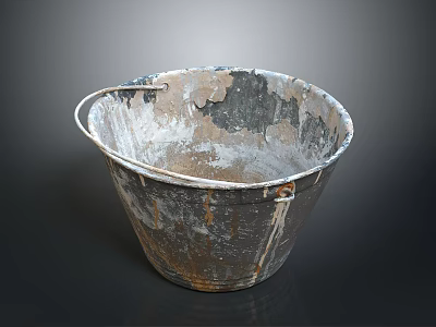 Old Rusted Metal Washbasin With Peeling Paint And Aged Vintage Appearance 3d model