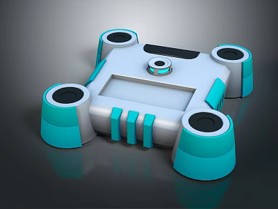 Modern White Turquoise Daily Electrical Appliance With Circular Bases And Control Panel 3d model