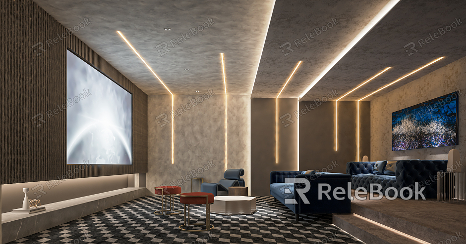 Modern Video Room Private Cinema Sofa Combination Decorative Cabinet Display Cabinet Projector Leisure Room model