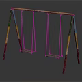 Colorful Outdoor Swing With Two Seats And Metal Chains Frame