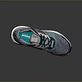 Stylish Gray And Blue Knit Upper Sneakers With Three Stripe Detail And White Sole