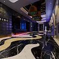 Luxurious KTV Corridor Interior Design With Modern Marble Floor And Chandelier