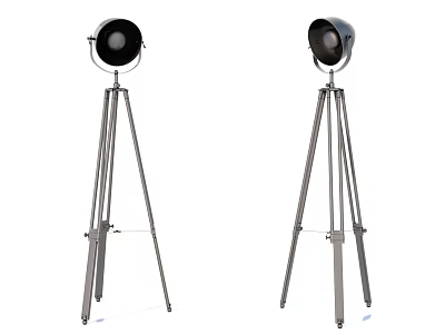 Modern Tripod Floor Lamp With Round Metal Lampshade And Stable Base 3d model