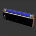 Long Strip Shaped Device Featuring Black Body Yellow Ends Blue Tube And Red Button