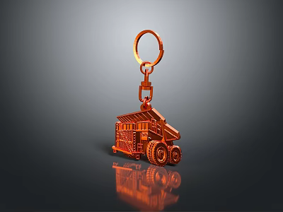 Stylish Copper Truck Keychain Fashion Accessory For Clothing And Bags 3d model