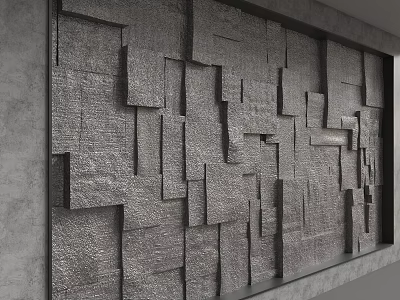 Modern Textured Concrete Wall Design With Asymmetrical Panels And Geometric Patterns 3d model