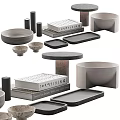 Modern Home Tabletop Decorative Ornament Set With Bowls Trays Books And Cylindrical Decor