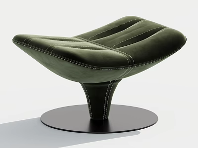Modern Green Velvet Stool With Stitched Details And Black Round Base For Contemporary Interior Spaces 3d model