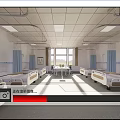 Hospital Ward Interior With Multiple Beds Medical Equipment Room Layout And Ceiling Lights