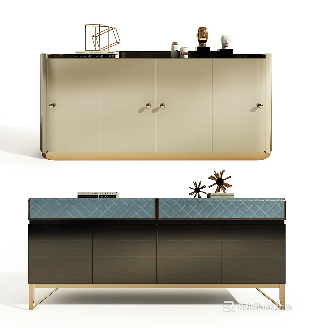 Modern Luxury Kitchen Interior With Elegant Cabinets And Island Counter 3d model 