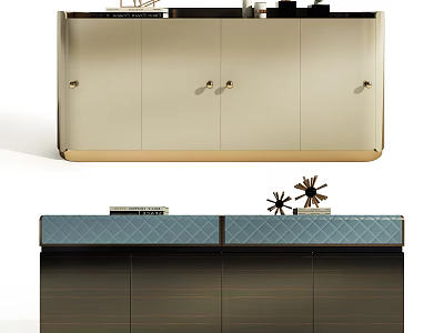 Modern Luxury Kitchen Interior With Elegant Cabinets And Island Counter 3d model