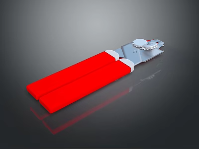 Adjustable Red Wrench Hardware Tool With Silver Metal Body And Non Slip Grip 3d model
