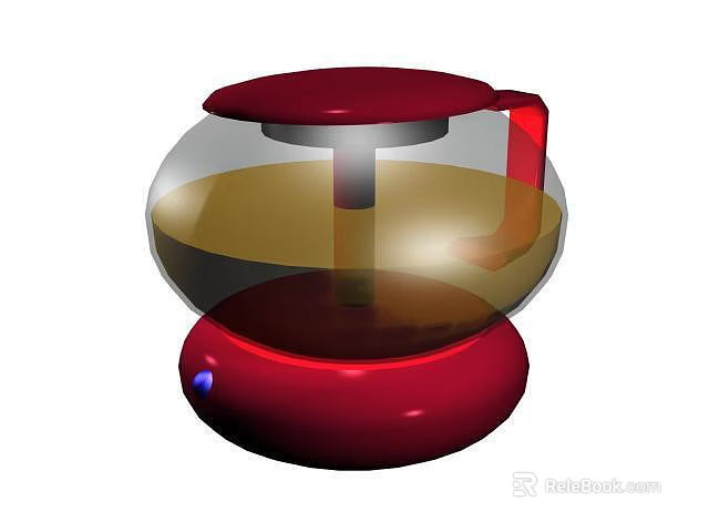 Red Electric Kettle with Transparent Glass Body Red Base Handle and Blue Indicator Light 3d model 