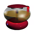 Red Electric Kettle with Transparent Glass Body Red Base Handle and Blue Indicator Light