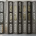 Modern Folding Screen With Black Metal Frame And Carved Pattern For Interior Decoration 3d model