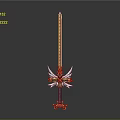 Detailed Fantasy Golden Sword With White Wing Decorations And Ornate Hilt Design