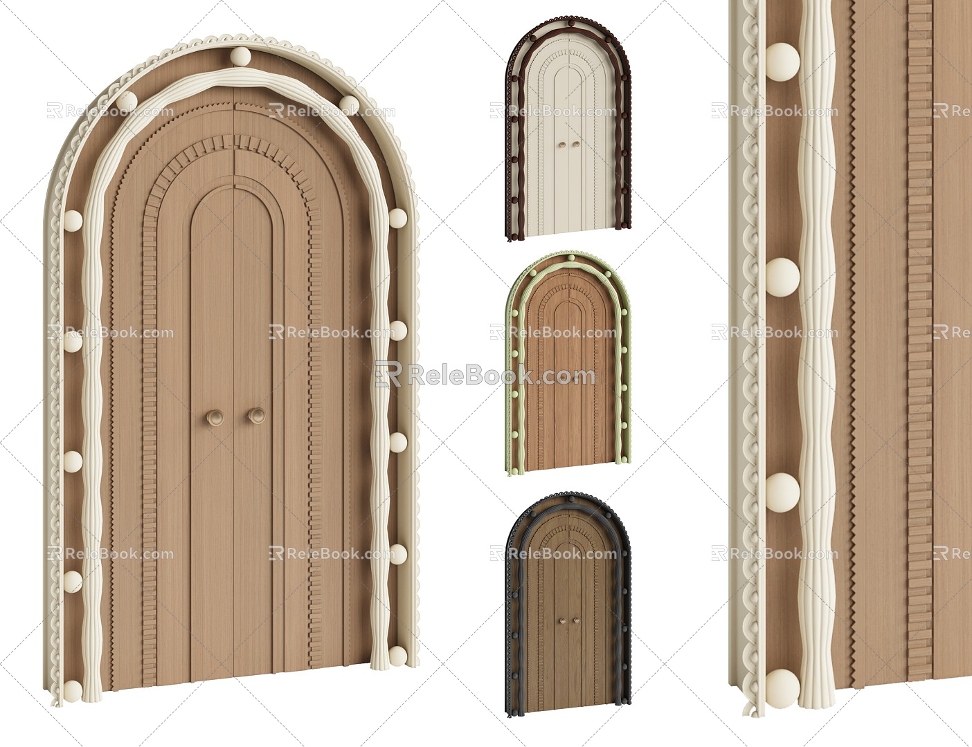 French Vintage Arch Gypsum Door Double Door 3d model